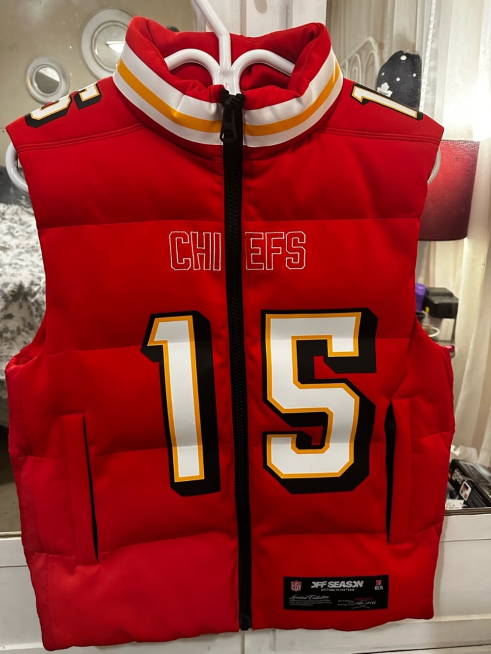Kansas City Chiefs #15 Red Puffer Vest